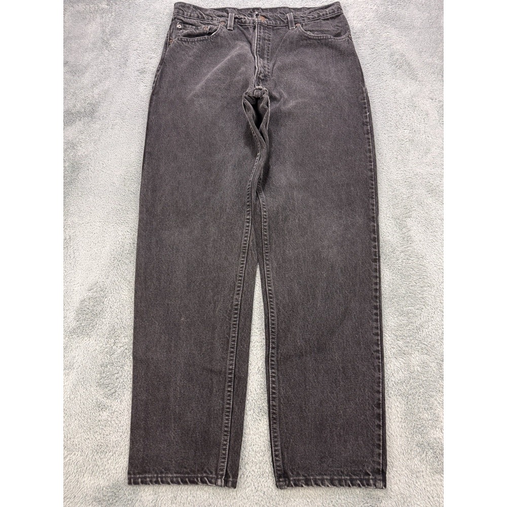 VTG Levis 550 Jeans Men 36x34 Fits 34x34 Black 93 Denim Grunge‎ Red Batwing USA